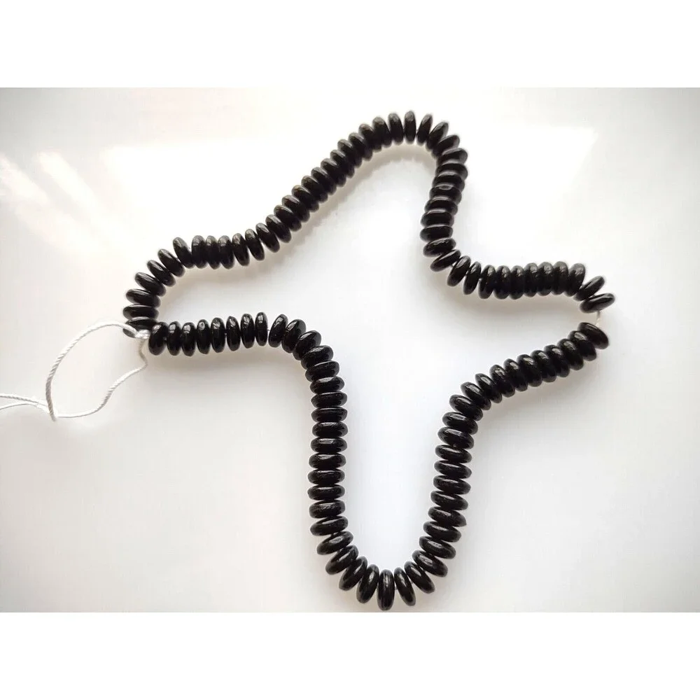 (100) Vintage Jet Black Round Wafer Shape Czech Beads Jewelry Crafts NOS 6mm